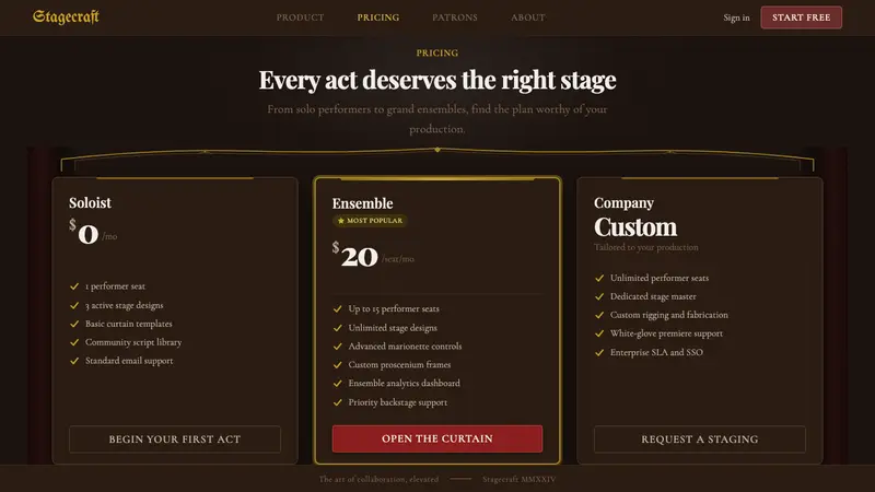 Marionette Theater — Web · pricing