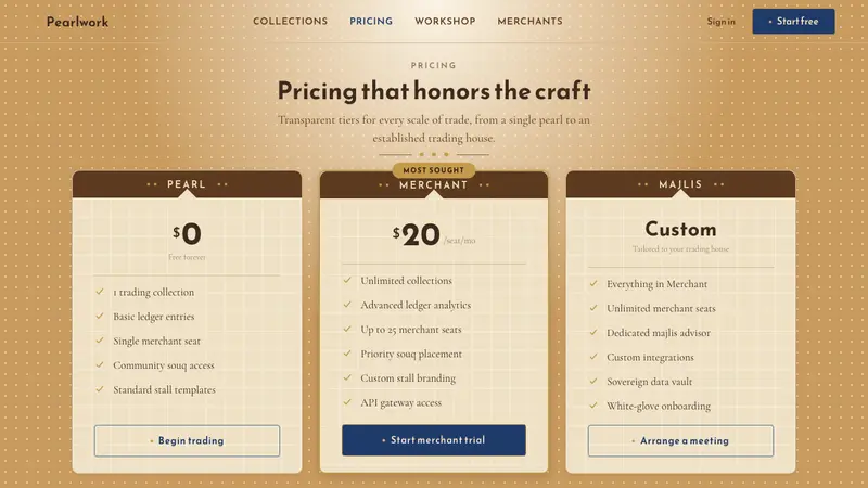 Qatari Souq Waqif Pearl Quarter — Web · pricing