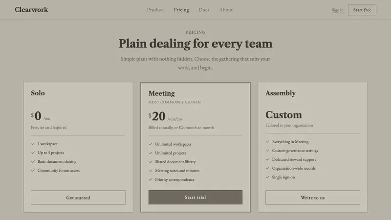 Quaker Plain Style — Web · pricing