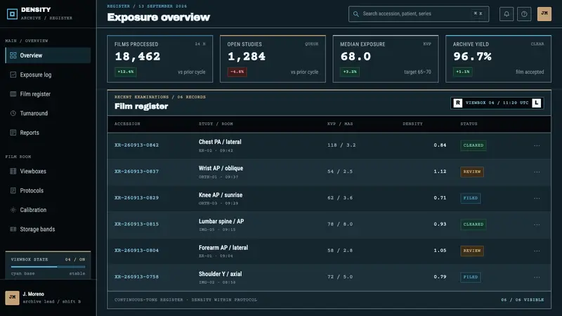 Radiograph Film Jacket — Web · dashboard