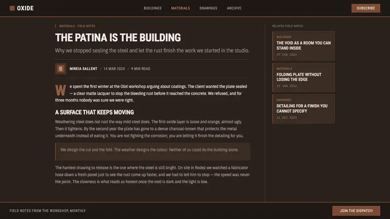 RCR Weathering Steel — Web · article