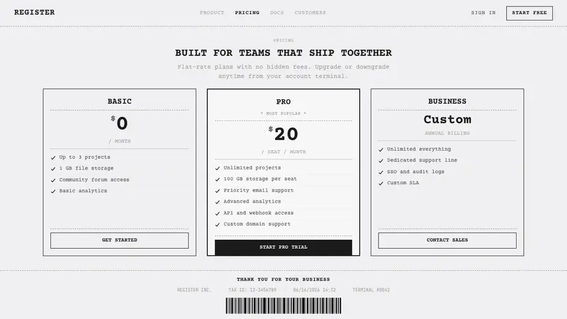 Thermal Receipt Mono — Web · pricing