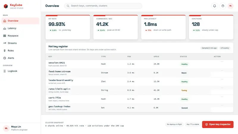 Redis Cache Red — Web · dashboard