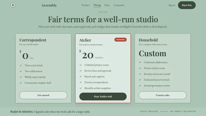 Regency England — Web · pricing