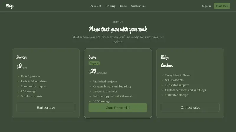 Rice Terrace — Web · pricing