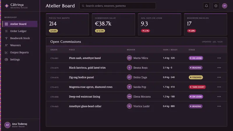 Romanian Folk Violet — Web · dashboard