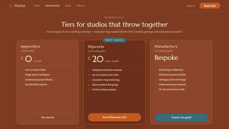 Horezu Ceramics — Web · pricing