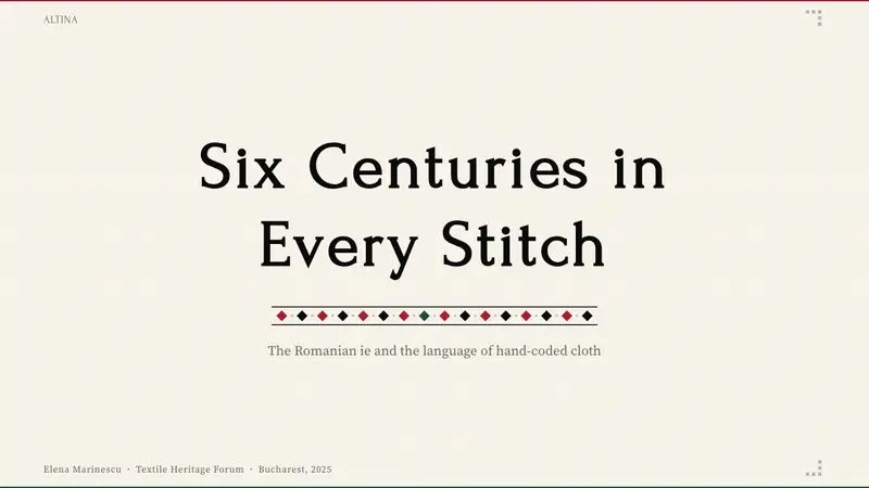 Romanian Ie (folk embroidered blouse) — Slides · cover