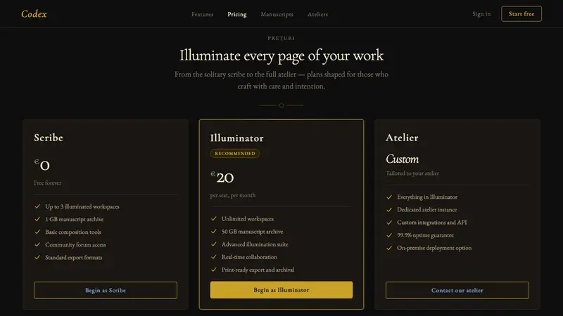 Romanian Orthodox Modern Revival — Web · pricing