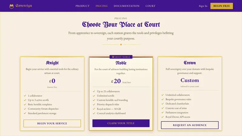 British Royal Monarchy — Web · pricing