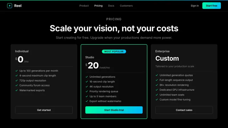 Runway ML — Web · pricing