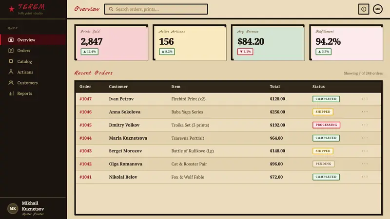 Russian Lubok — Web · dashboard