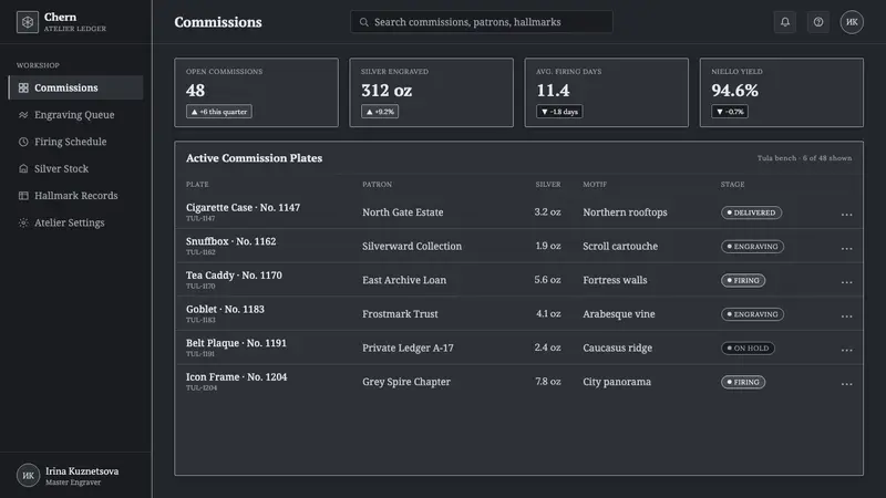 Tula Niello Silver — Web · dashboard