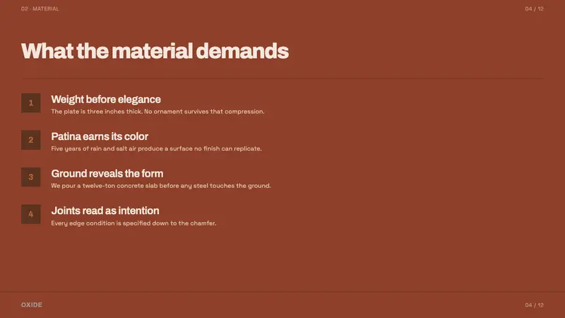 Corten Rust Sculpture — Slides · content
