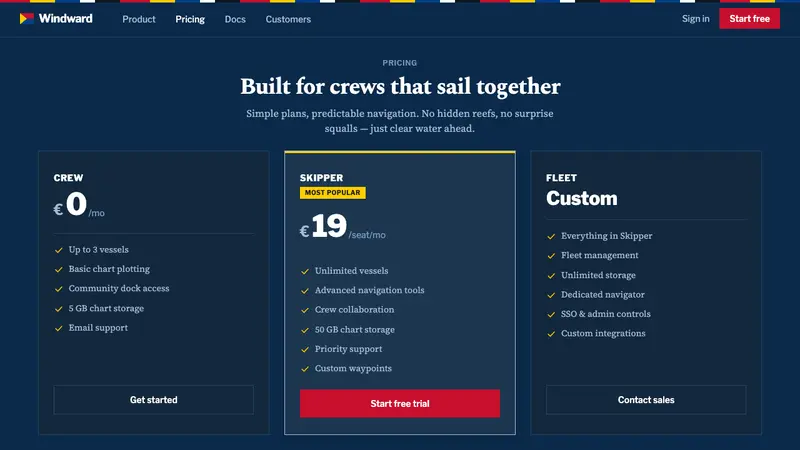 Sailing Regatta — Web · pricing