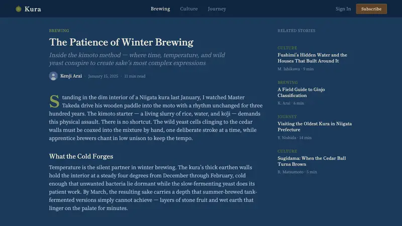 Sake Brewery Kura — Web · article