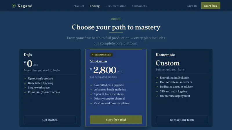 Sake Brewery Kura — Web · pricing