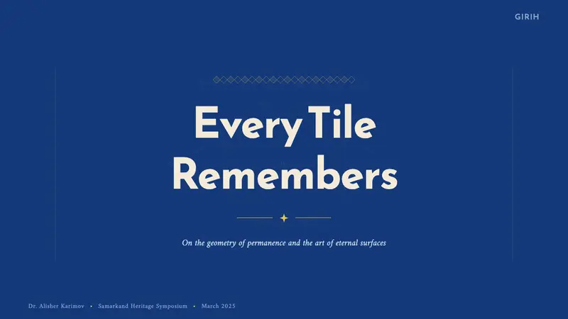 Samarkand Tilework — Slides · cover