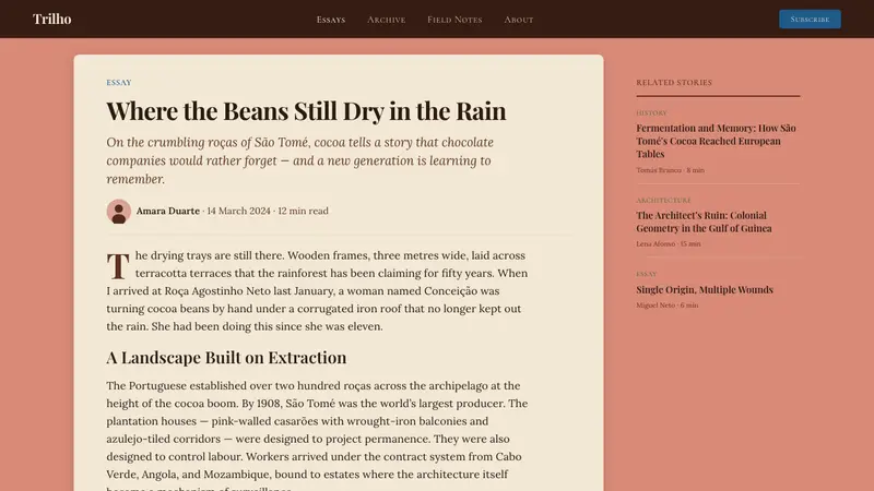 São Toméan Cocoa Roça — Web · article