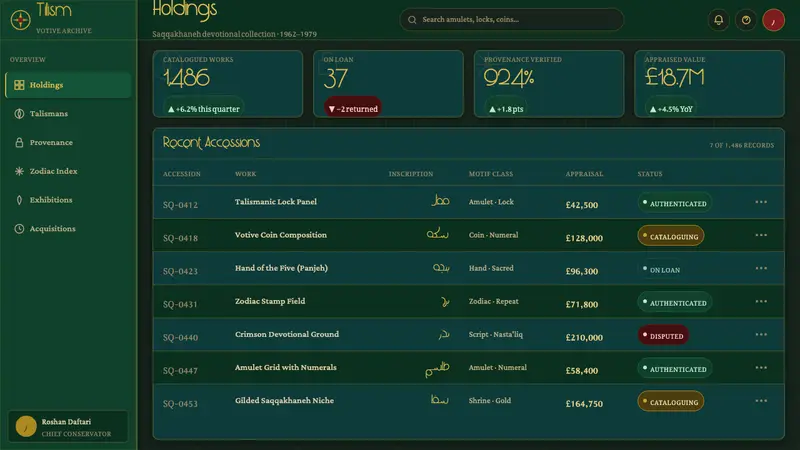 Saqqakhaneh Movement — Web · dashboard
