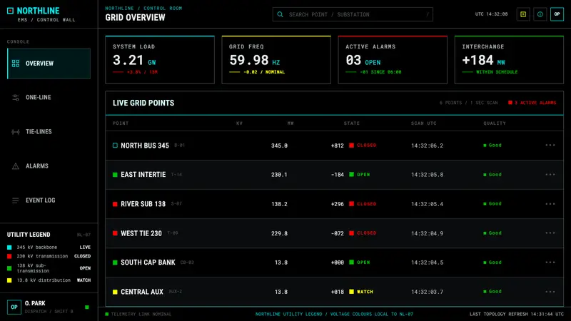 SCADA Grid Wallboard — Web · dashboard