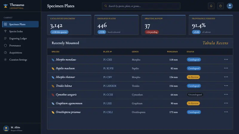 Seba Butterfly Cabinet — Web · dashboard