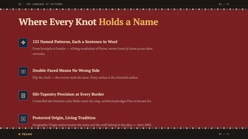 Serbian Pirot Kilim — Slides · content