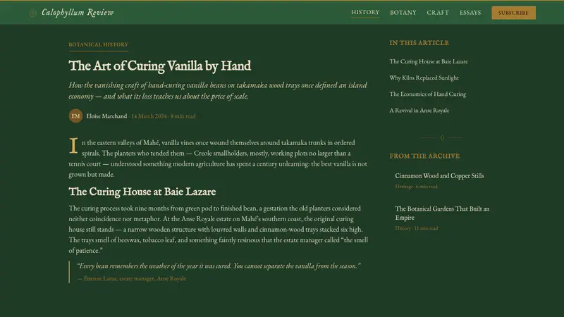Seychellois Vanilla Takamaka — Web · article