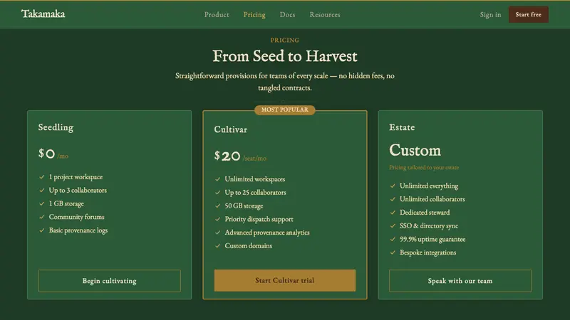 Seychellois Vanilla Takamaka — Web · pricing