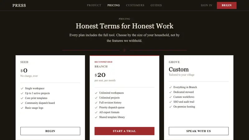 Shaker Broadside Print — Web · pricing