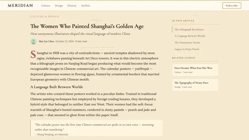 Shanghai Calendar 1930 — Web · article