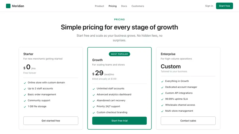 Shopify Modern — Web · pricing