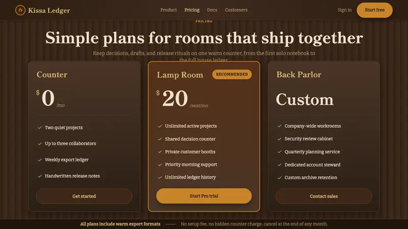 Shōwa Kissaten — Web · pricing