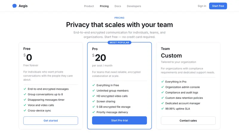 Signal Encrypted Messenger — Web · pricing