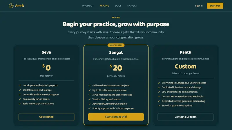 Sikh Golden Temple — Web · pricing