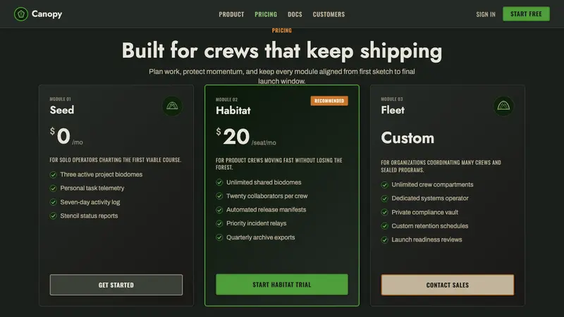 Silent Running — Web · pricing