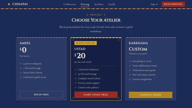 Sindh Ajrak Block Print — Web · pricing