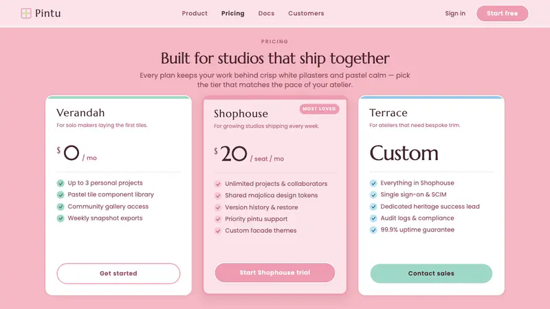 Peranakan Shophouse Pastel — Web · pricing