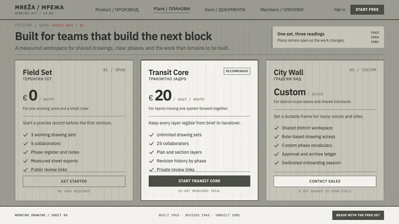 Skopje 1963 Reconstruction — Web · pricing
