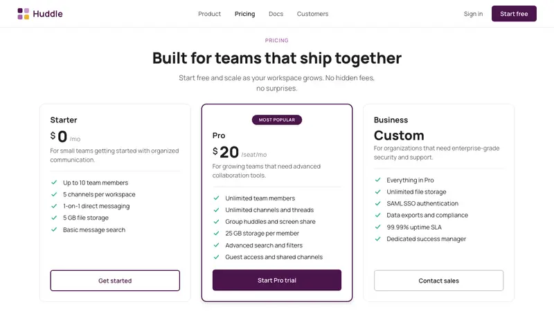 Slack 2019 — Web · pricing