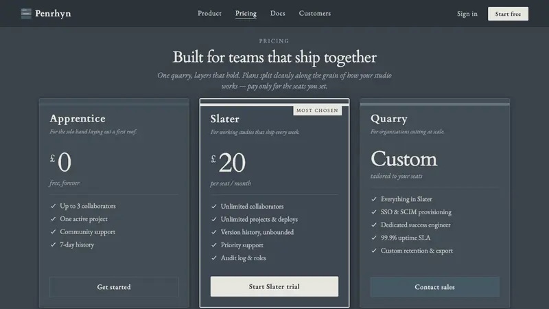 Welsh Slate — Web · pricing
