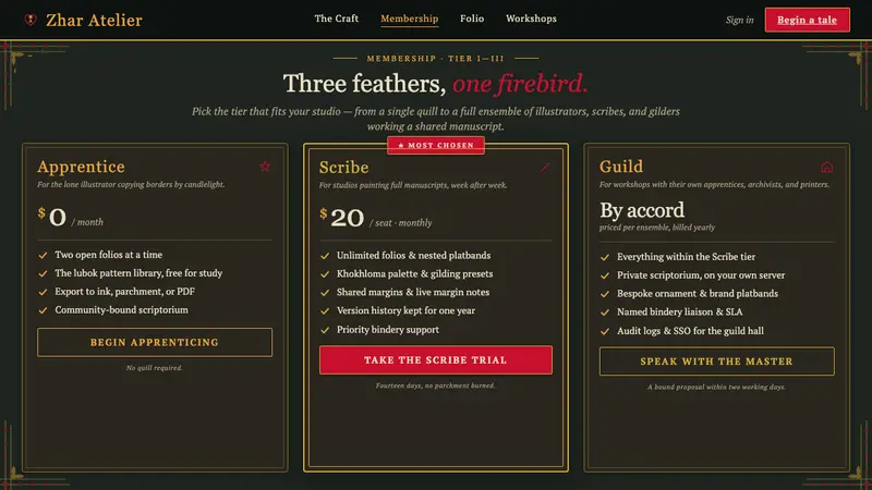 Slavic Firebird Folklore — Web · pricing