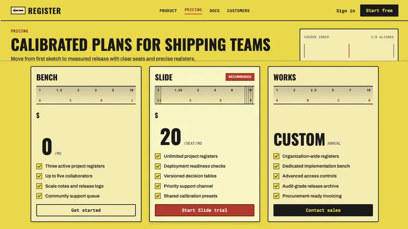 Slide Rule — Web · pricing