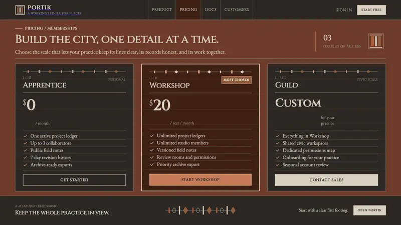 Plečnik's Ljubljana — Web · pricing