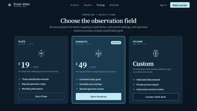 Snow Crystal Classification — Web · pricing