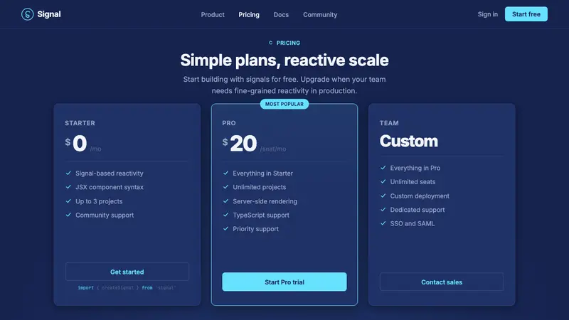 SolidJS Reactive Framework — Web · pricing