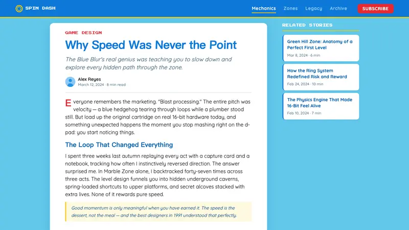 Sonic the Hedgehog (1991) — Web · article