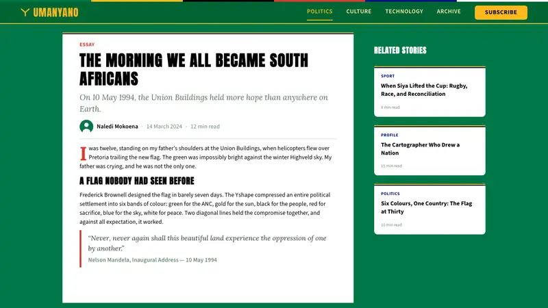 South African Rainbow Nation 1994 — Web · article