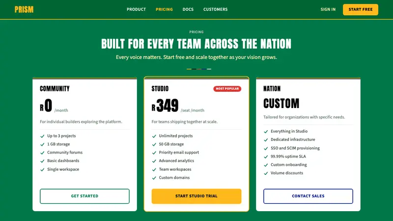 South African Rainbow Nation 1994 — Web · pricing