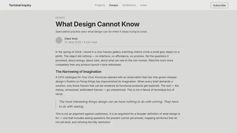 Speculative Design (Dunne & Raby) — Web · article